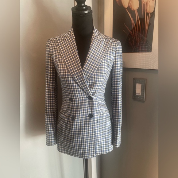 SUISTUDIO Cameron Blue Check Blazer- size 0 - Picture 2 of 13